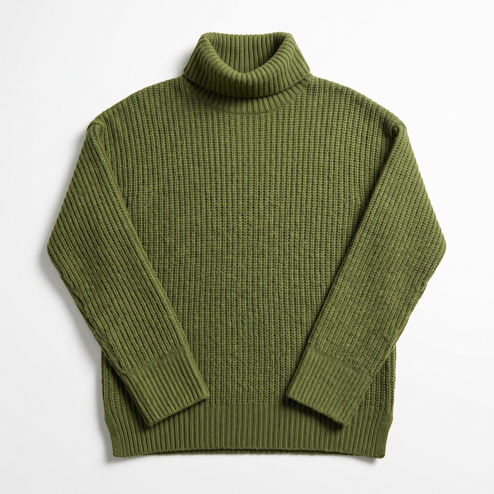 a.n.a Womens M Olive Green Chunky Ribbed Turtleneck Sweater Cozy Casual Boho